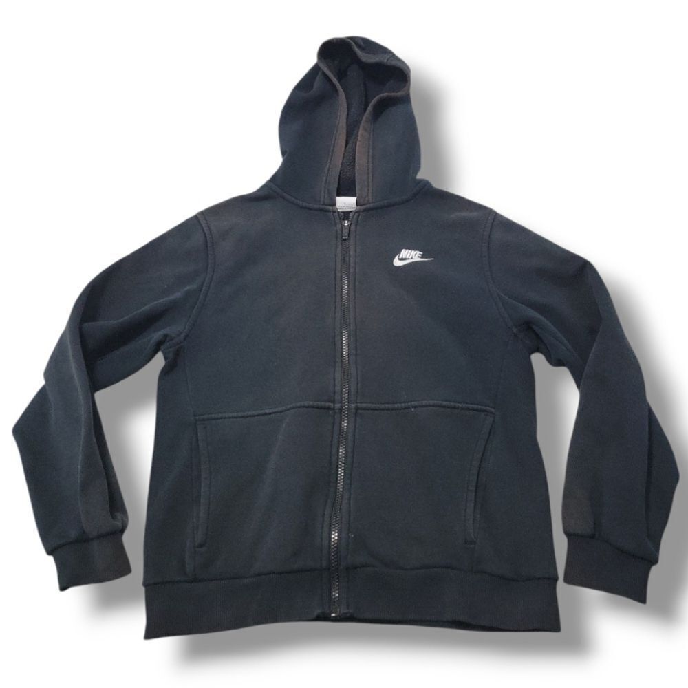 Nike Sweatshirt Size Large Full Zip Up Hooded Sweatshirt Embroidered Logo Faded